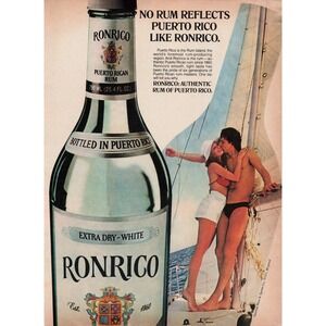 Vintage Ronrico Rum‎ Print Ad 1981 Bar Mancave Wall Art Decor